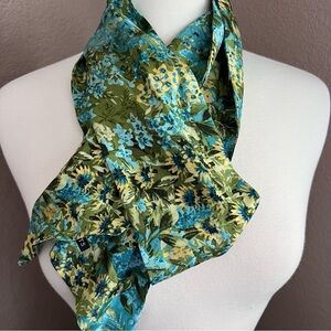 🌿 Talbots 100% Silk Floral Skinny Scarf